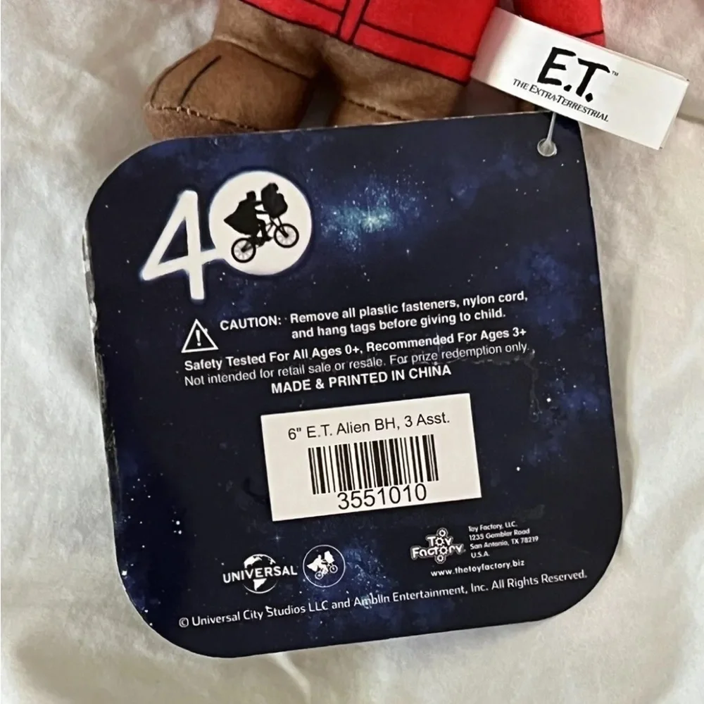 E.T. THE EXTRATERRESTRIAL 6” Plush Toy Stuffed Animal Alien Red Hoodie Authentic